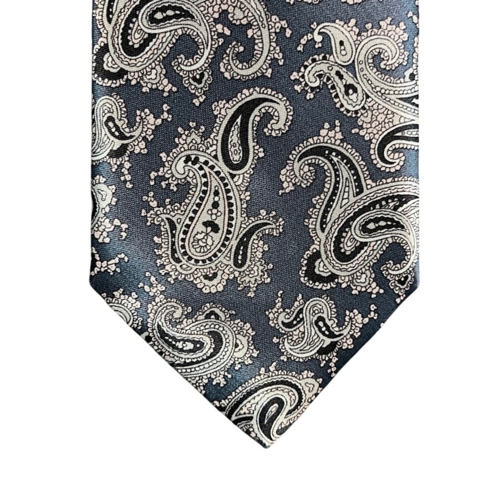 Jordan Marsh Mens Paisley Necktie Blue Grey Black Woven Formal Tie